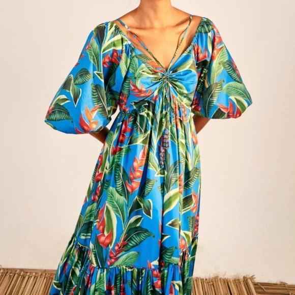 Anthropologie FARM Rio Dream Garden Midi Dress - Picture 4 of 10